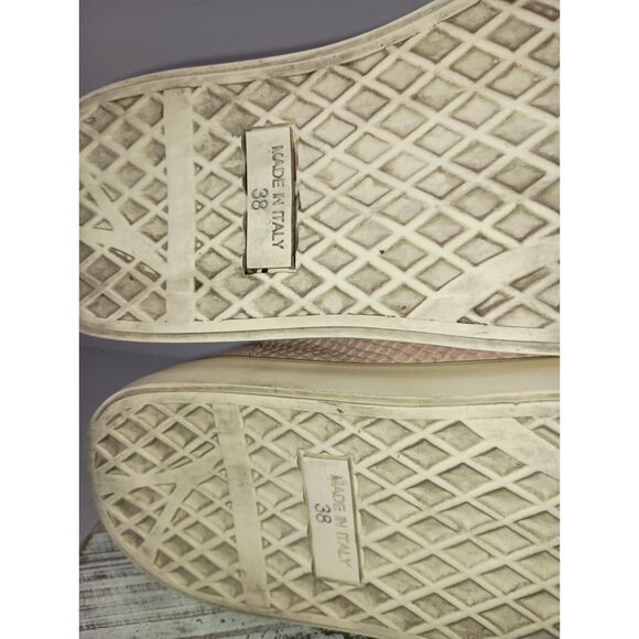 Giuseppe Zanotti Pink Leather Lace Up Sneakers Embossed Reptile Print, W Size 37 - Picture 9 of 10